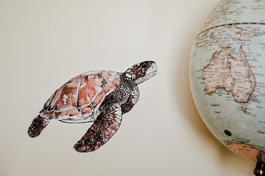 Umi the Green Sea Turtle - Fabric Wall Sticker - Separate