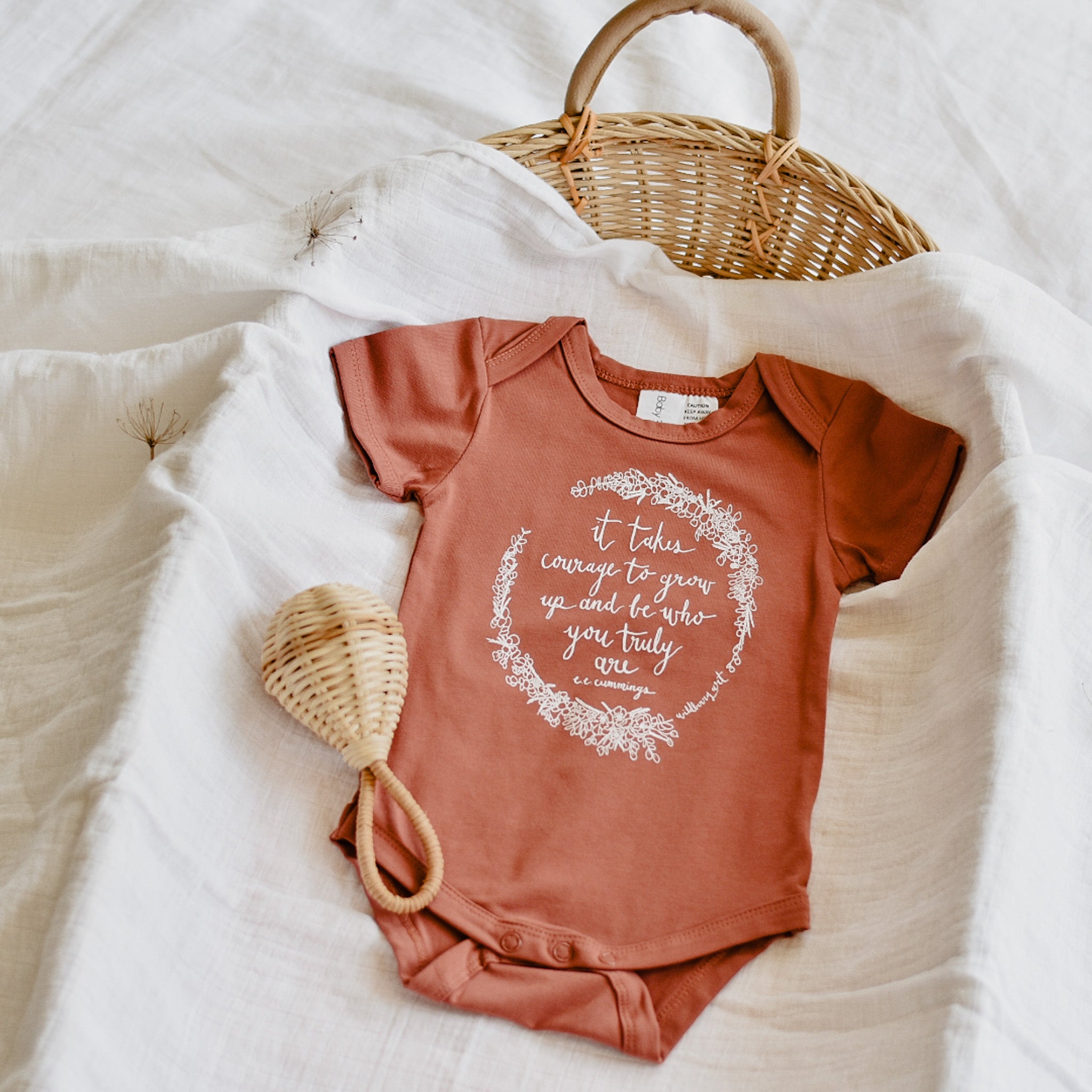 It Takes Courage Baby Onesie - Rust